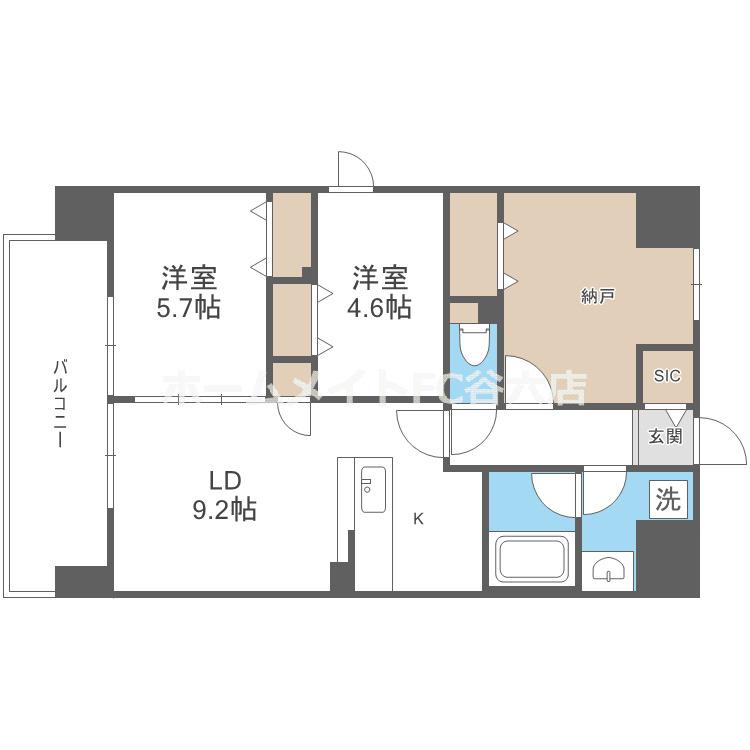 ラフィネール大阪十三(3LDK/2階)の間取り写真