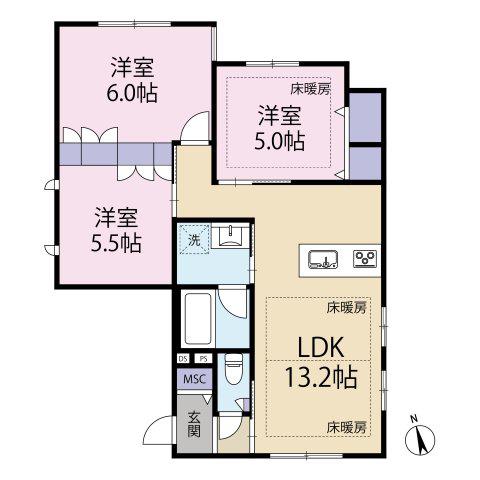 HALE HONO(3LDK/1階)の間取り写真