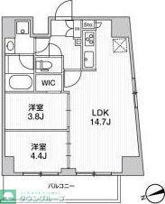 リテラス南千住サウス(2LDK/11階)の間取り写真