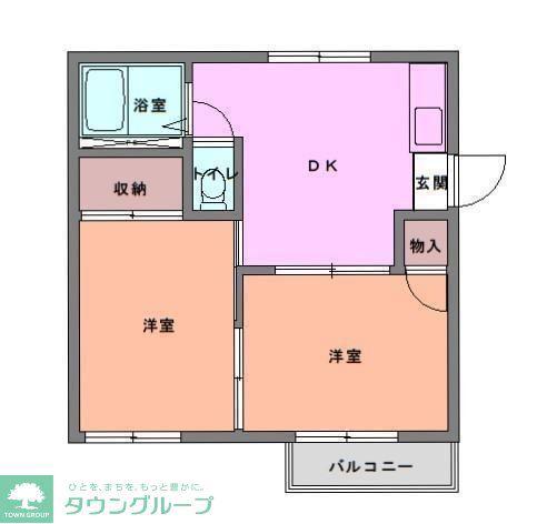 サニーハイツ(2DK/2階)の間取り写真