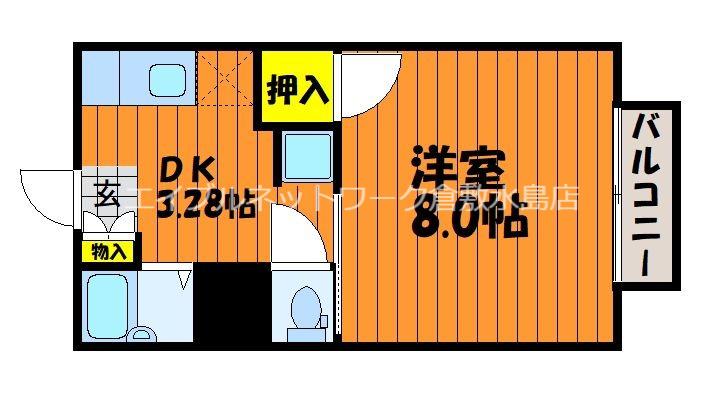 キッコウハイネスB(1K/1階)の間取り写真
