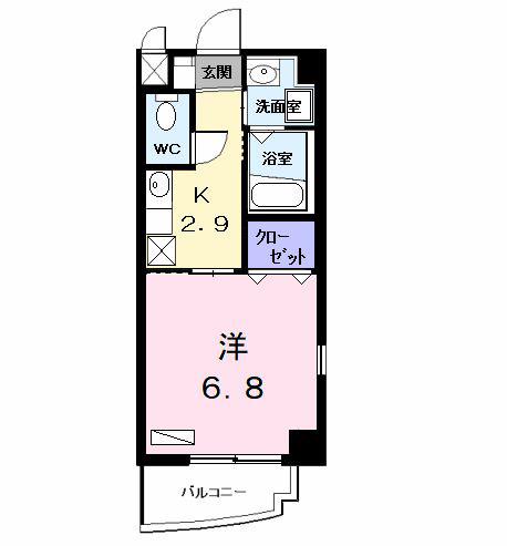 プラシード幸(1K/4階)の間取り写真