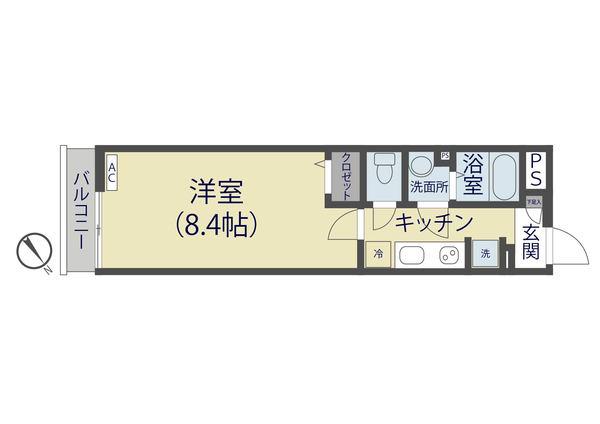 リブリ・縁(1K/3階)の間取り写真