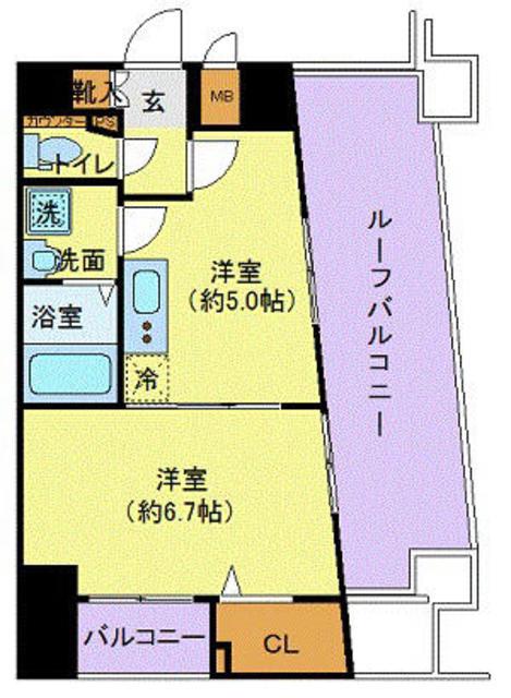 プレール・ドゥーク東京イースト(1DK/8階)の間取り写真