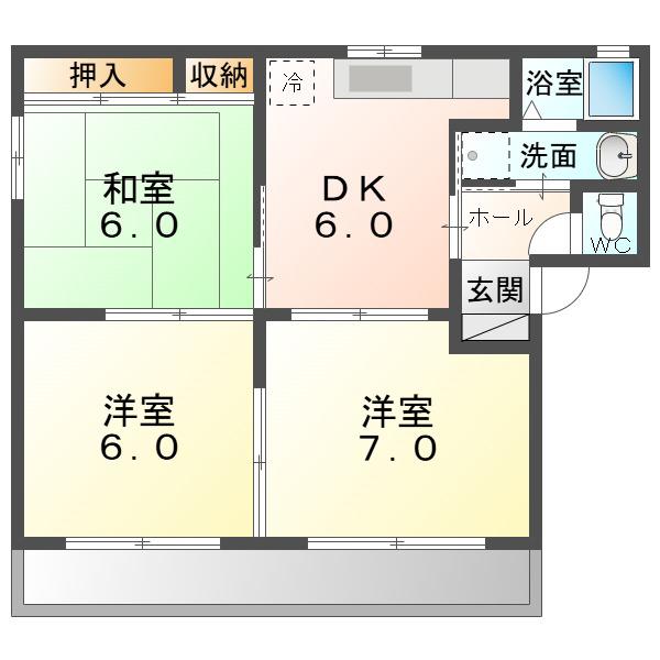 けやきハイツ(3DK/1階)の間取り写真