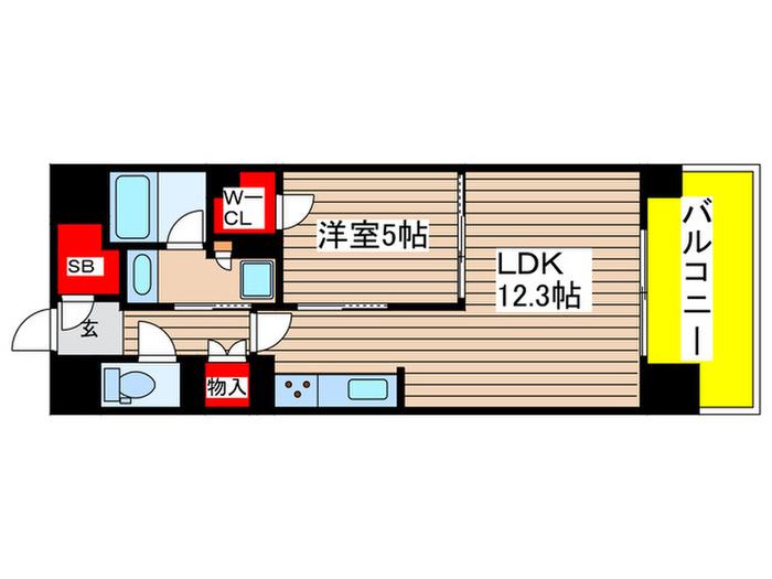 プレサンス グラン 栄 THE TOWER(1LDK/2階)の間取り写真