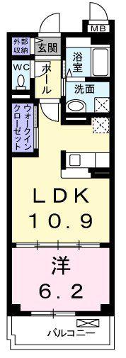 ソレアードパレス(1LDK/1階)の間取り写真
