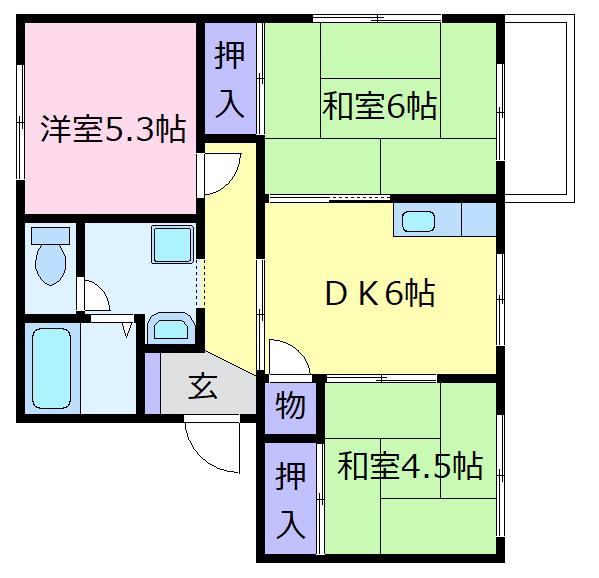 AGREGA福田II(3DK/2階)の間取り写真