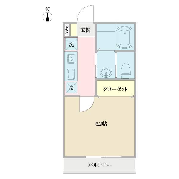B PROUD(1K/2階)の間取り写真