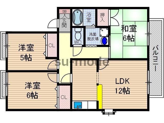 ルミエール萩原(3LDK/2階)の間取り写真