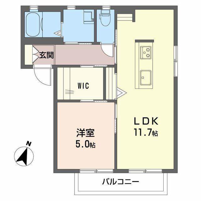 ユーロミニアム B(1LDK/2階)の間取り写真