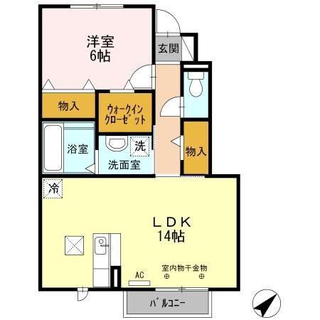 タウンコート・ベルI(1LDK/1階)の間取り写真
