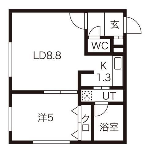 ポーザ福住(1LDK/3階)の間取り写真