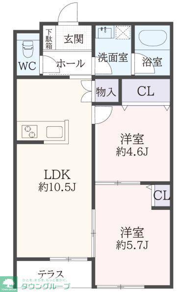 LUMIERE KUROBE(2LDK/1階)の間取り写真