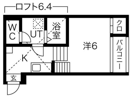 IMPERIAL中村 (1SK/2階)の間取り写真