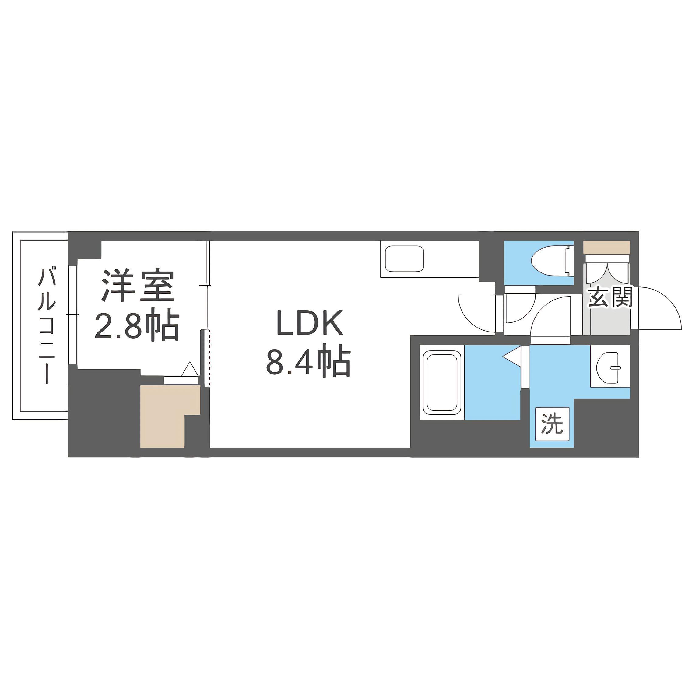 ディアレイシャス札幌ステーション(1LDK/2階)の間取り写真