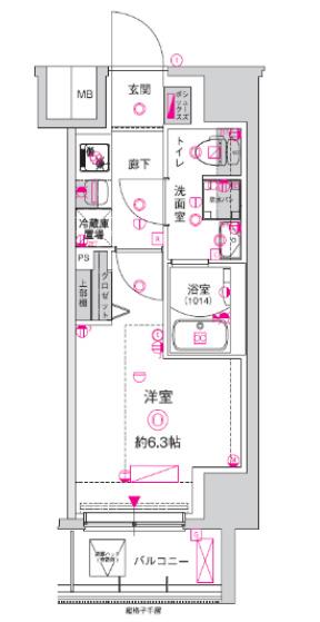 クレスト タップ 川崎港町(1K/7階)の間取り写真
