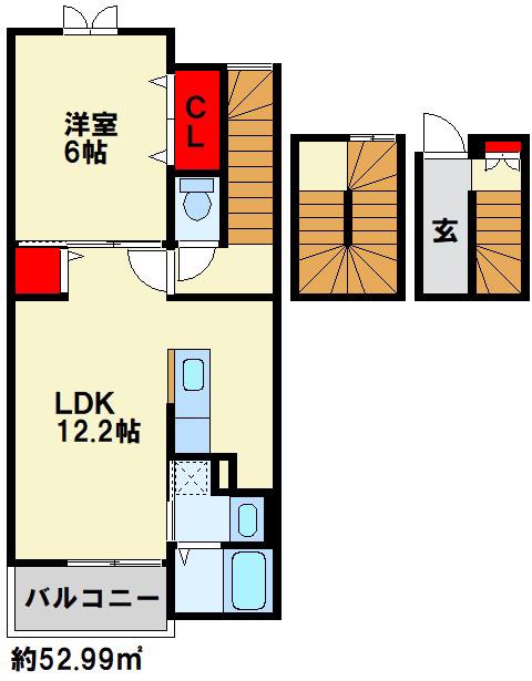 ティーダ安在野(1LDK/3階)の間取り写真