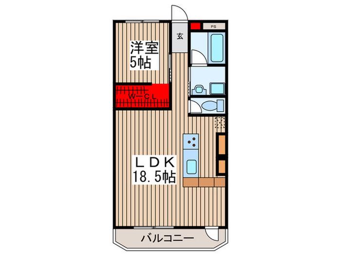 ビラ・フローラ(1LDK/1階)の間取り写真