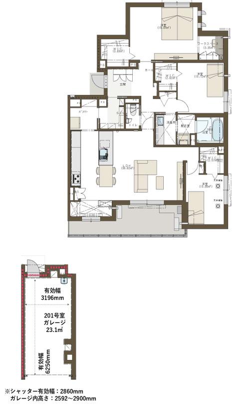 LA CASA ASHIYAGAWA BASE(3LDK/2階)の間取り写真