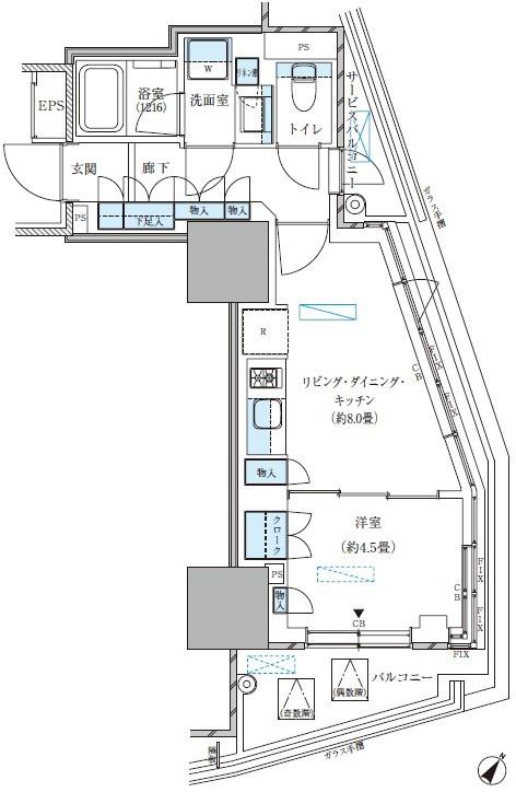 パークアクシス五反田スカイタワー(1LDK/3階)の間取り写真
