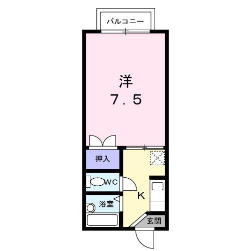 コーポヒデ(1K/2階)の間取り写真