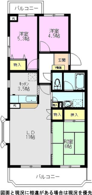 新座四季タウンF館(3LDK/3階)の間取り写真