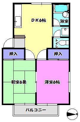 ハイム守谷(2DK/2階)の間取り写真