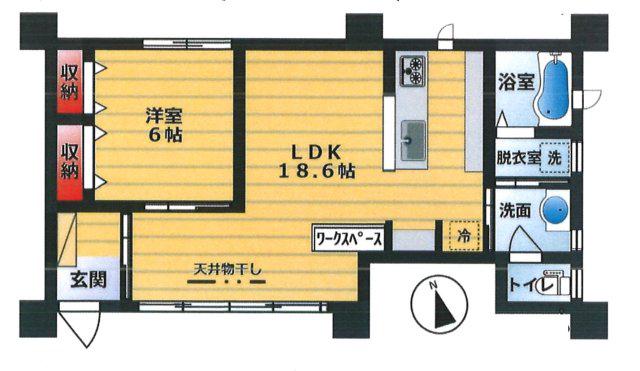 ヴィラ光が丘高松(1LDK/1階)の間取り写真