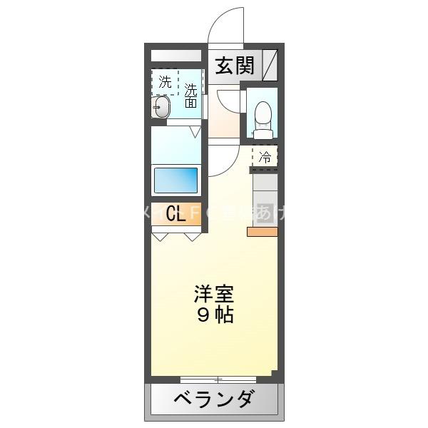ヴィラ桜(ワンルーム/2階)の間取り写真
