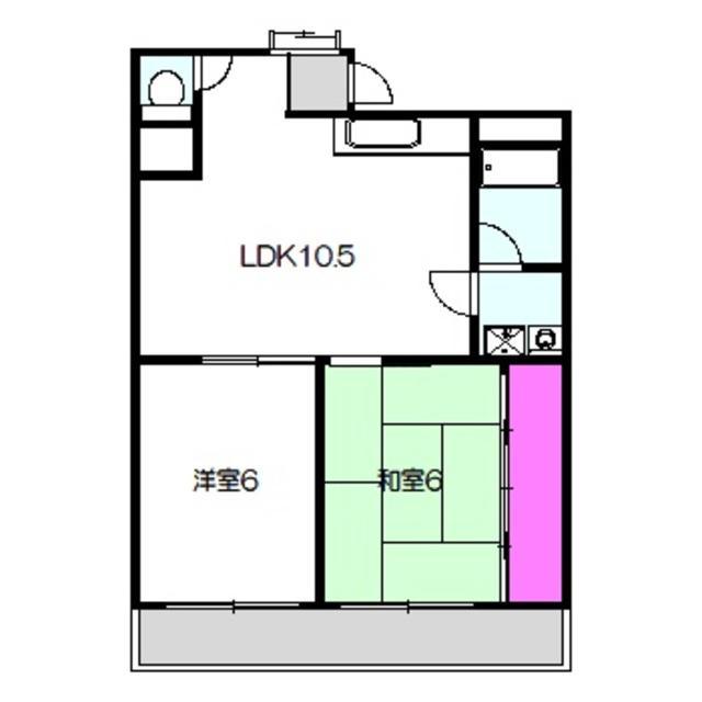 ローズマンション新深江(2LDK/3階)の間取り写真