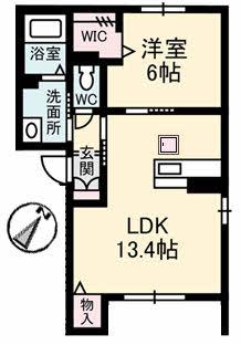 グランベレオ沖野上(1LDK/3階)の間取り写真