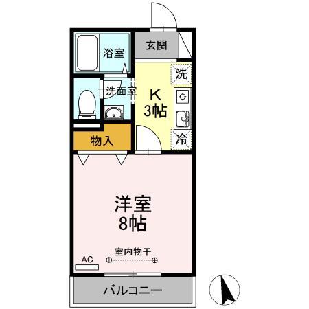 Kハイム-西つつじヶ丘3丁目-(1K/1階)の間取り写真