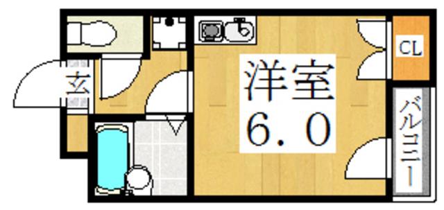 ナニワⅢ番館(ワンルーム/4階)の間取り写真