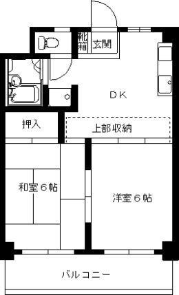 こがねマンション(2DK/5階)の間取り写真