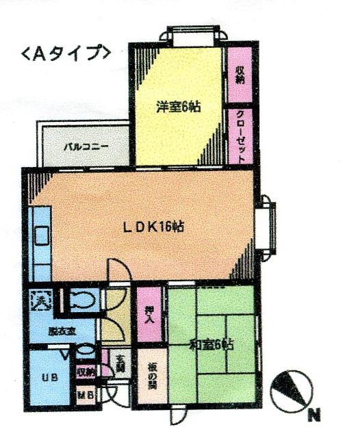 ジュネスSK A(2LDK/1階)の間取り写真