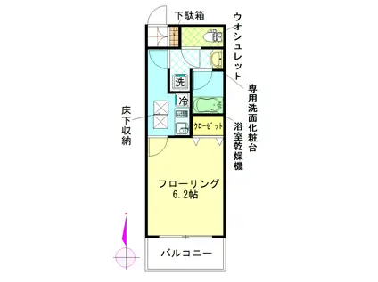 デザイナーズマンション TGH弐番館(1K/1階)の間取り写真