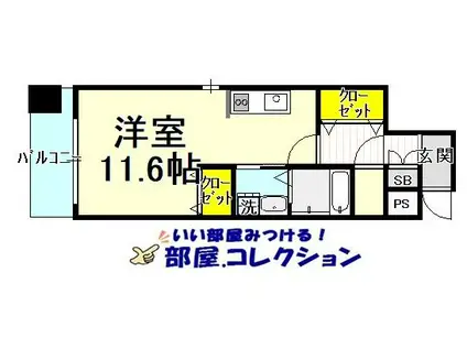 プレジール(ワンルーム/5階)の間取り写真