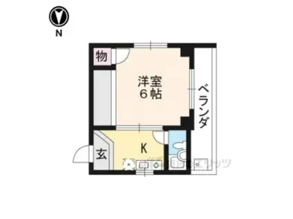 フロンティア西森ビル(1K/2階)の間取り写真