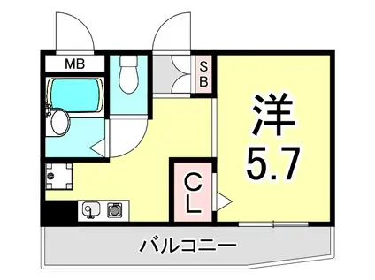 夙川ハイツ・AIOI(1K/1階)の間取り写真