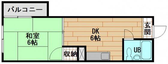 コーポ安留(1DK/2階)の間取り写真