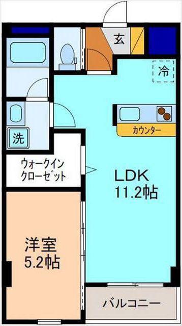 サンシェスタ若宮(1LDK/1階)の間取り写真
