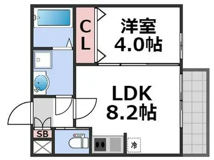 H-MAISON平野II(1LDK/3階)の間取り写真