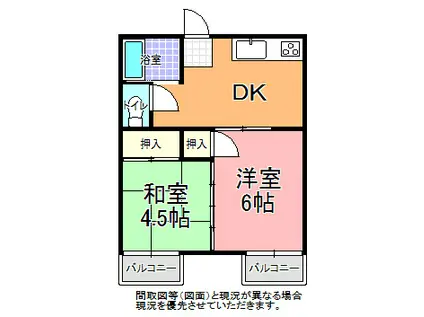 コーポ千波(2DK/2階)の間取り写真