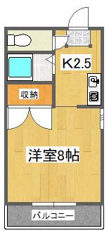 シエル川内(1K/1階)の間取り写真