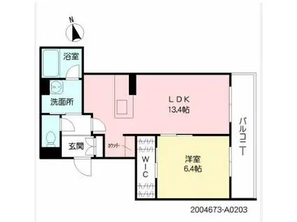 積水ハウス シャメ―ゾン ソレアード(1LDK/2階)の間取り写真