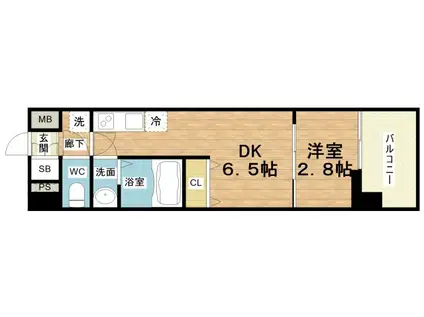 セレニテ難波グランデノール(1DK/14階)の間取り写真