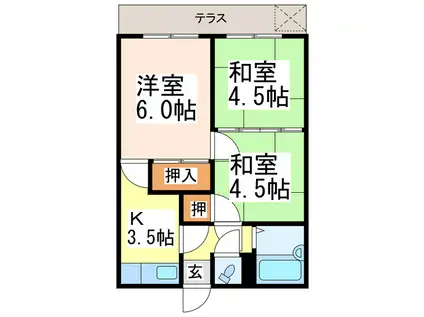 西田アパート(3K/1階)の間取り写真