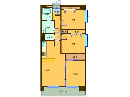 ロイヤルパレス泉中央公園(3LDK/8階)の間取り写真