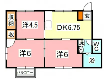 トップザクリーン II(3DK/2階)の間取り写真